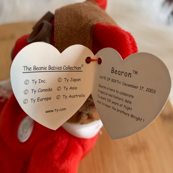 Ty (7) “Bearon”Red (100 Year’s of Flight) Plush Stuffed Animal Bear - Picture 6 of 10